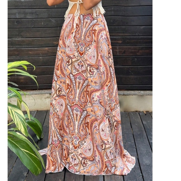 Boho paisley Print Split thigh Maxi Skirt - Picture 5 of 8